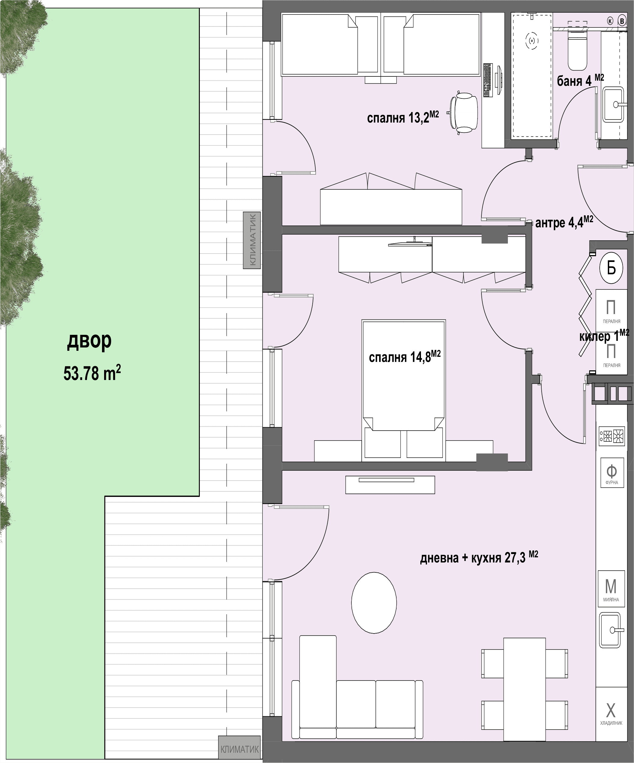 Apartment № 3 - плюс двор с площ от 53,78 м2-graphic