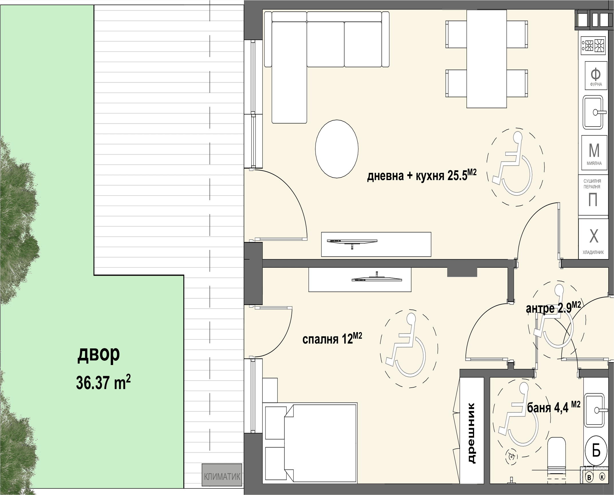 Apartment № 4 - плюс двор с площ от 36,37 м2-graphic