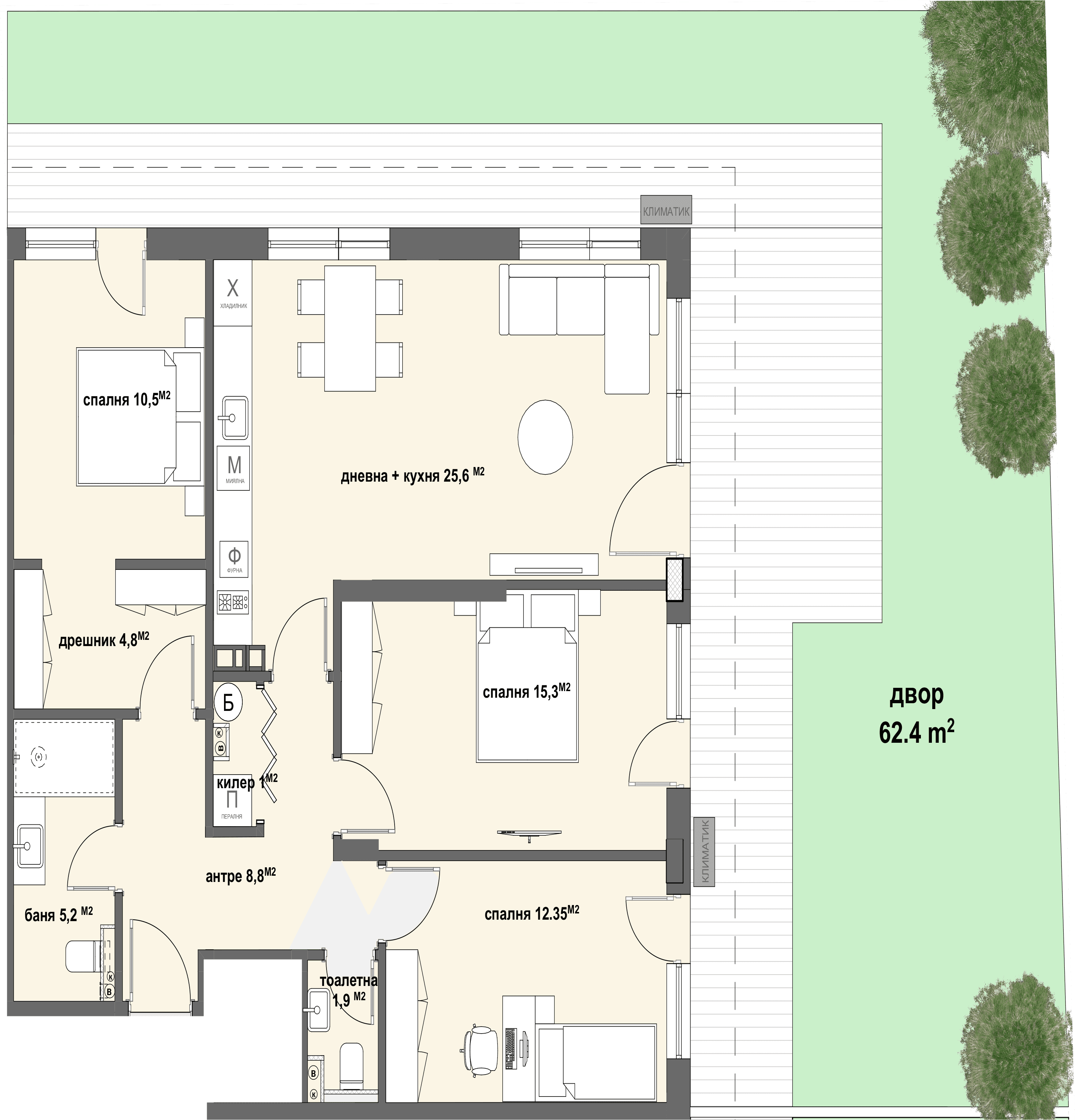 Apartment № 7 - плюс двор с площ от 62,40 м2-graphic