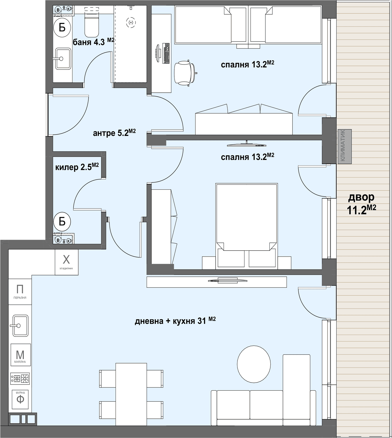 Apartment №02 - с прилежаща зелена градина  от 104 м2-graphic