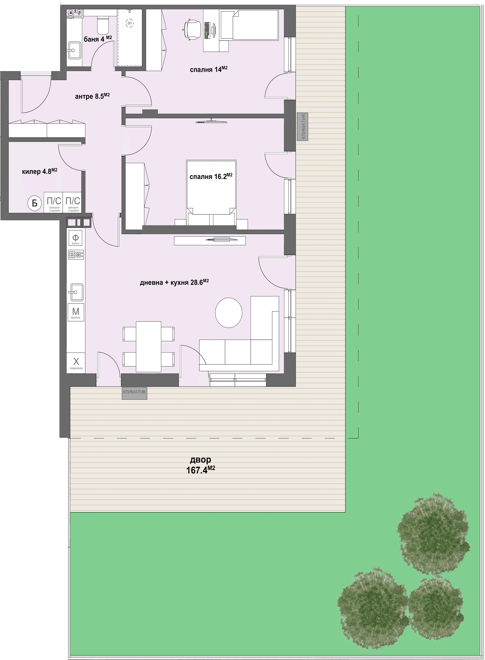 Apartment № 88 - плюс двор с площ от 167,40 м2-graphic