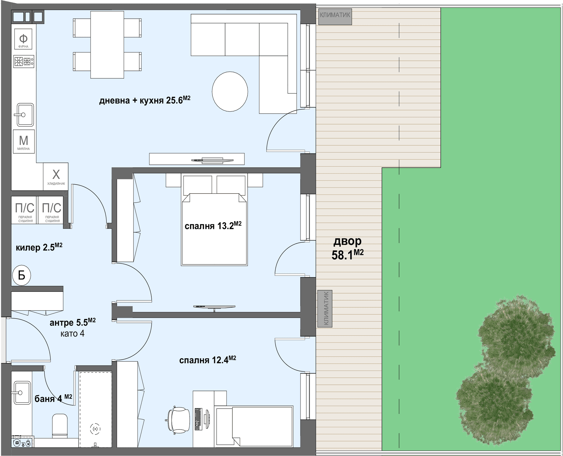 Apartment № 87 - плюс двор с площ от 58,10 м2-graphic