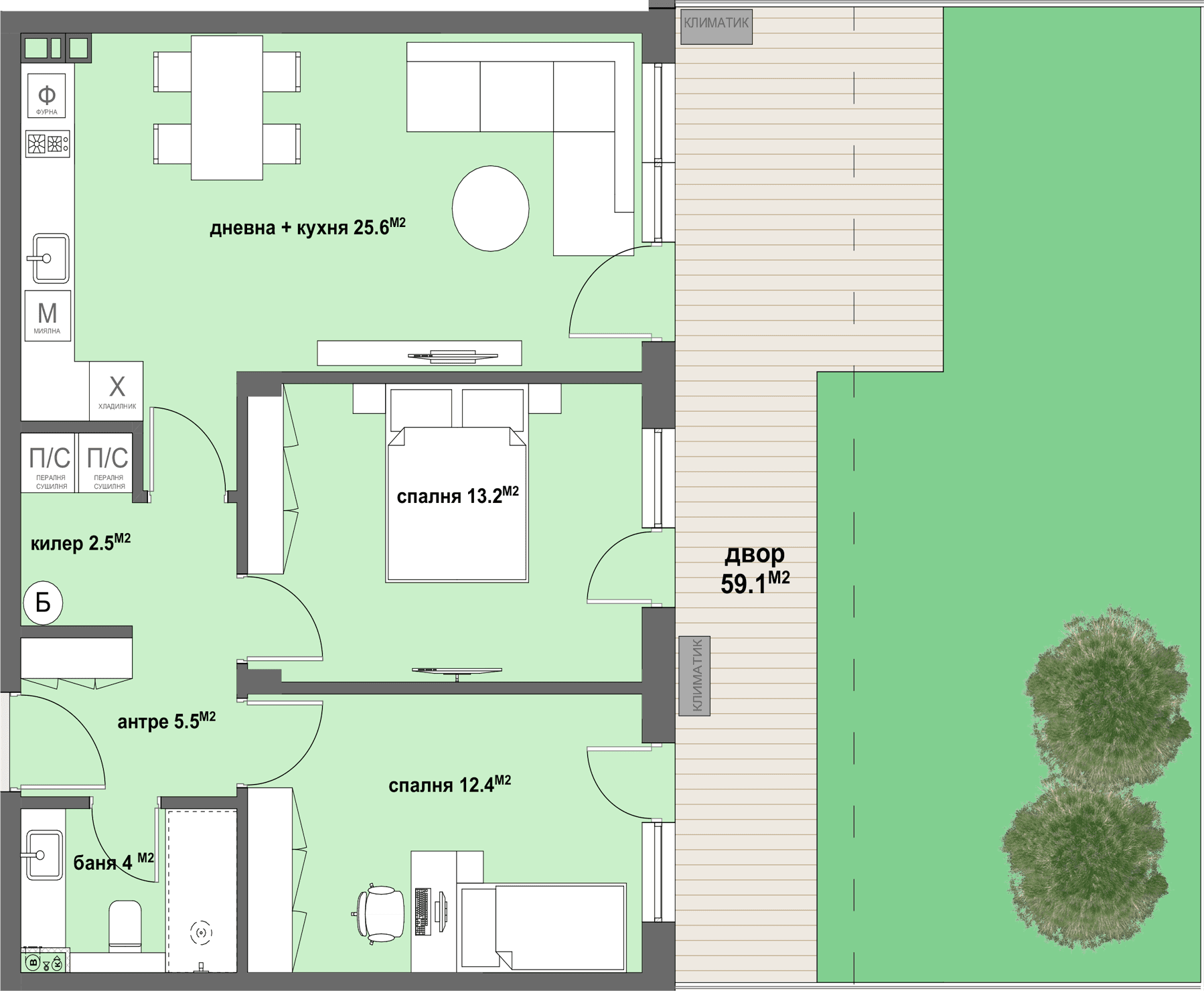 Apartment № 86 - плюс двор с площ от 59,10 м2-graphic