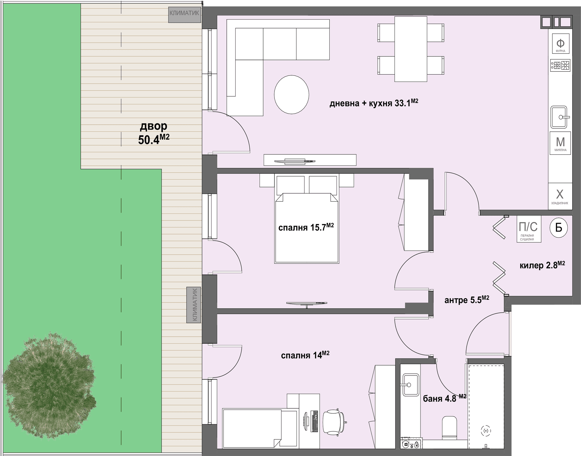 Apartment № 85 - плюс двор с площ от 50,40 м2-graphic