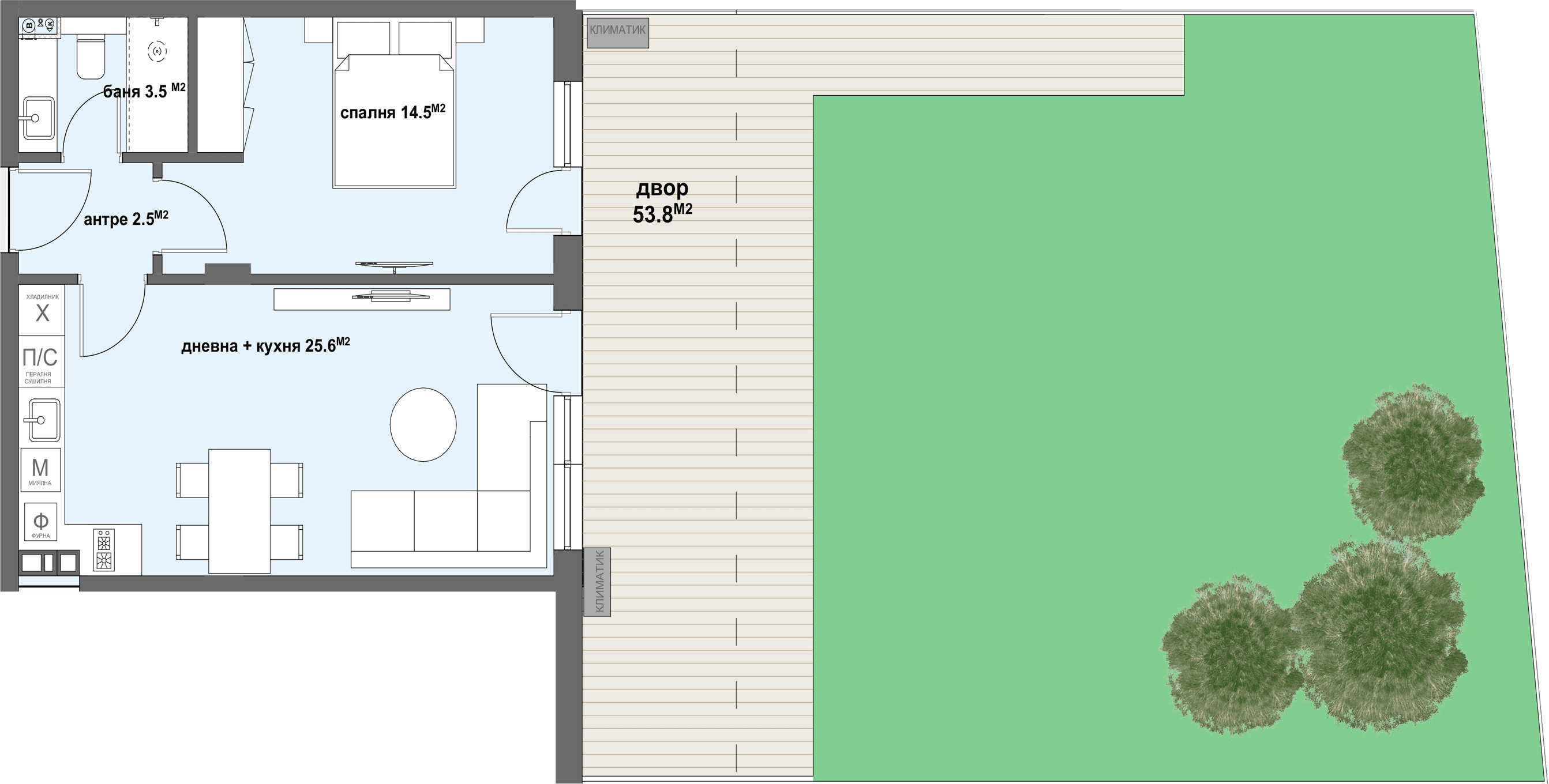 Apartment № 39 - плюс двор с площ от 53,80 м2-graphic