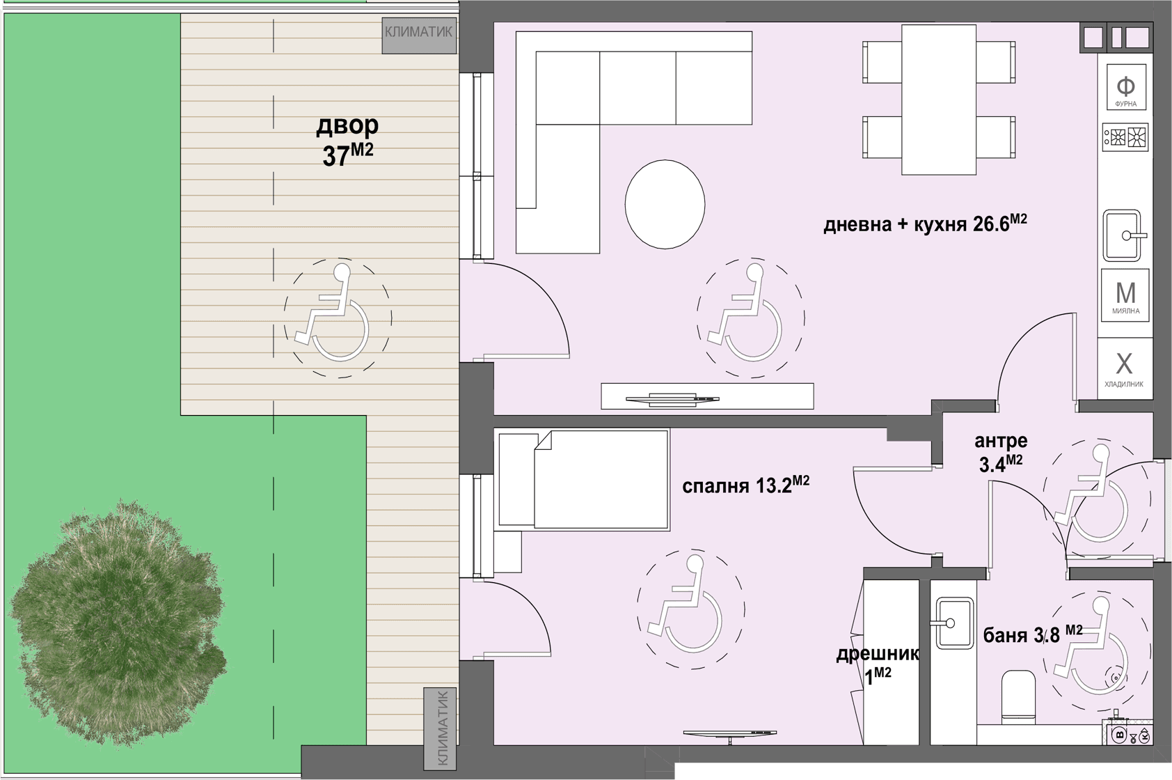 Apartment № 36 - плюс двор с площ от 37,00-graphic