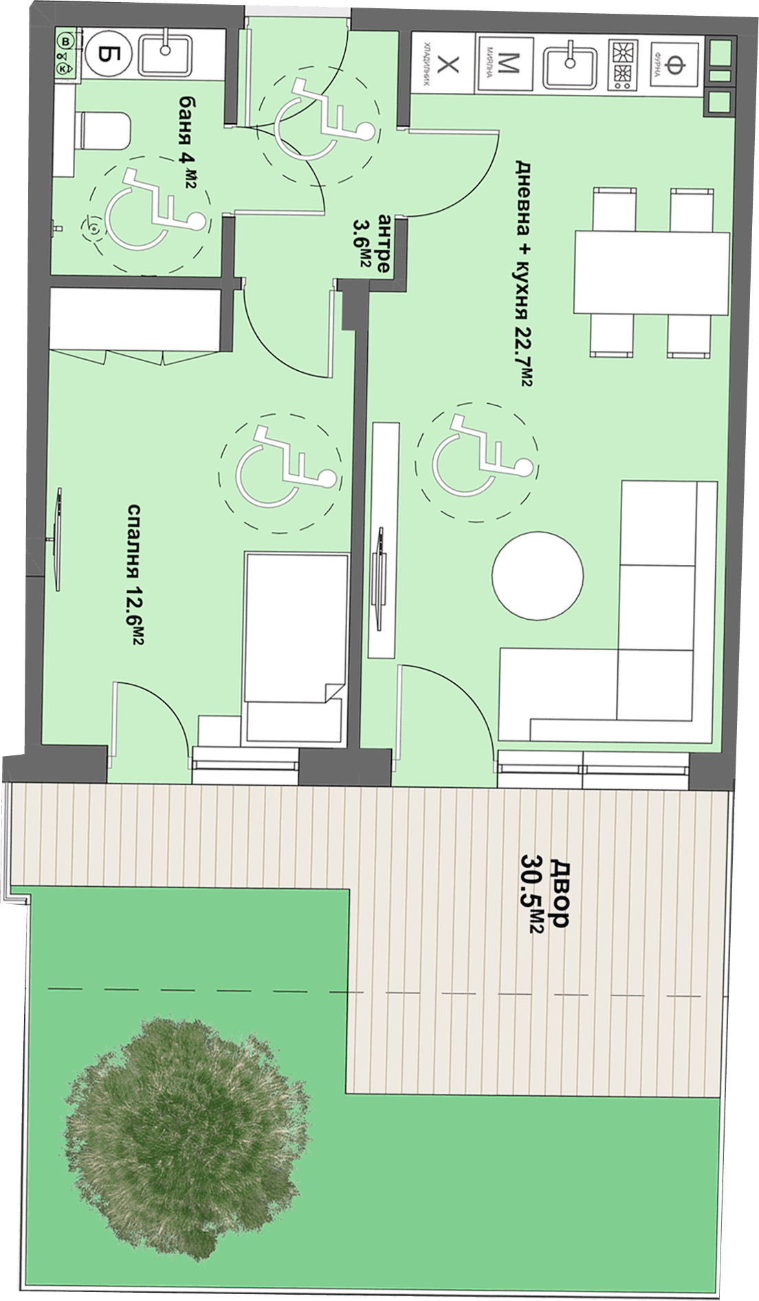 Apartment № 3 - плюс двор с площ от 34 м2-graphic