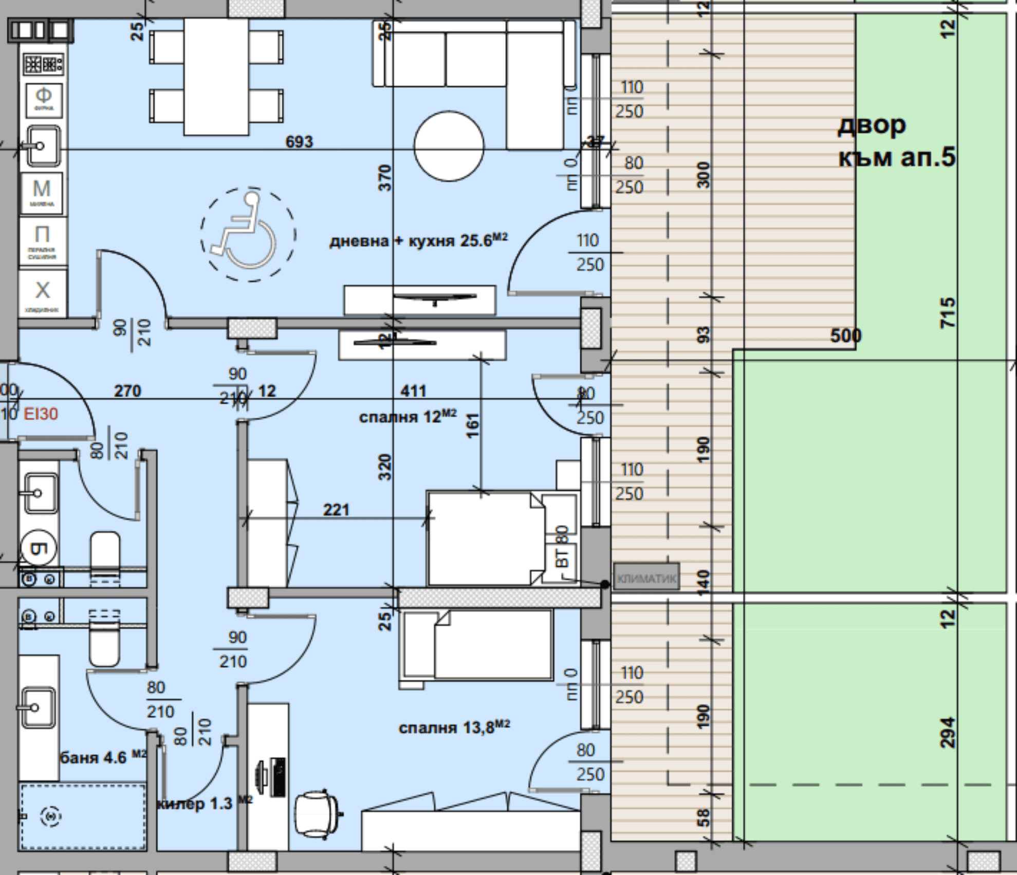 Apartment № 5 - плюс двор с площ от 51,32 м2-graphic