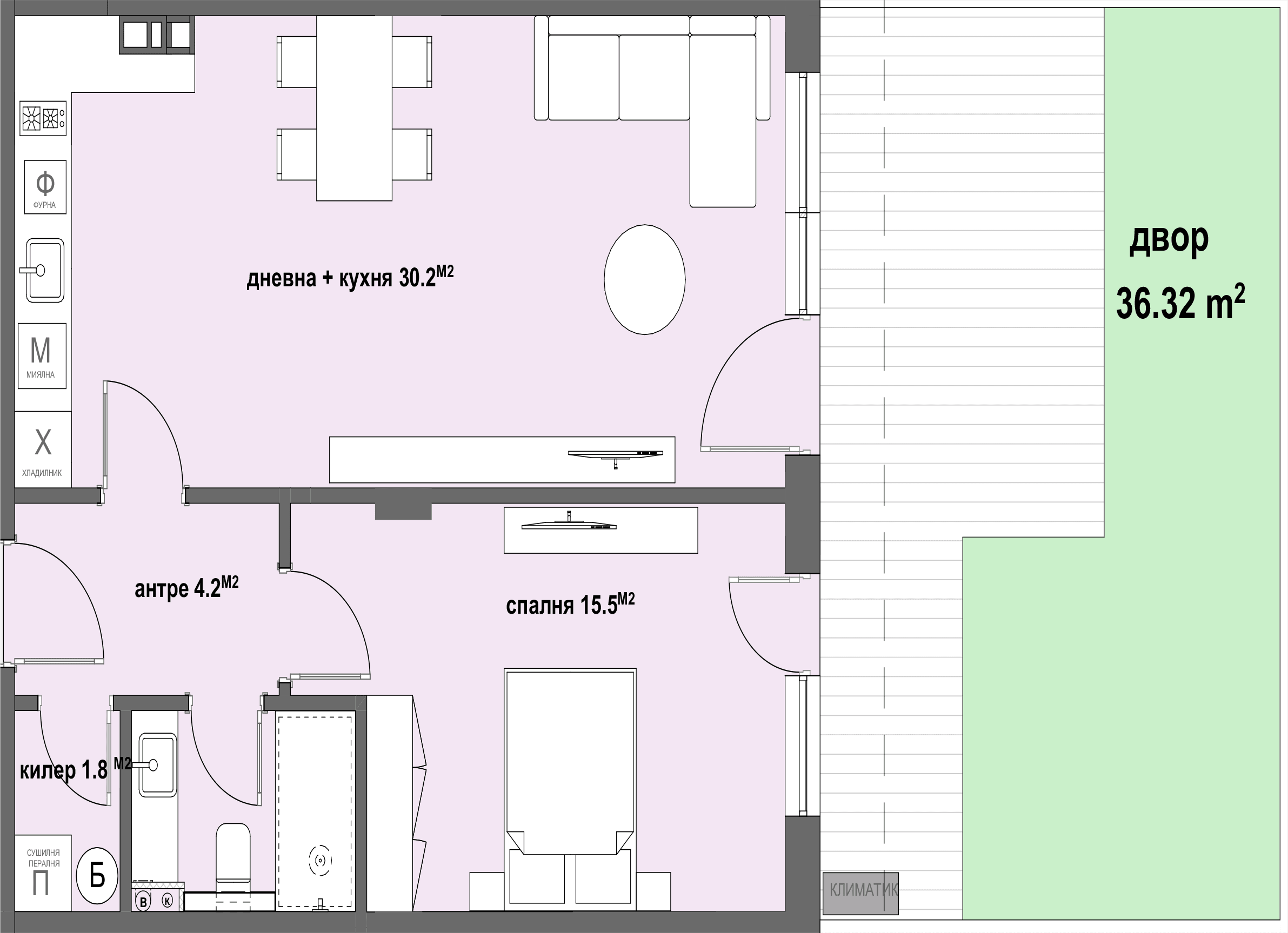 Apartment № 3 - плюс двор с площ от 51,03 м2-graphic