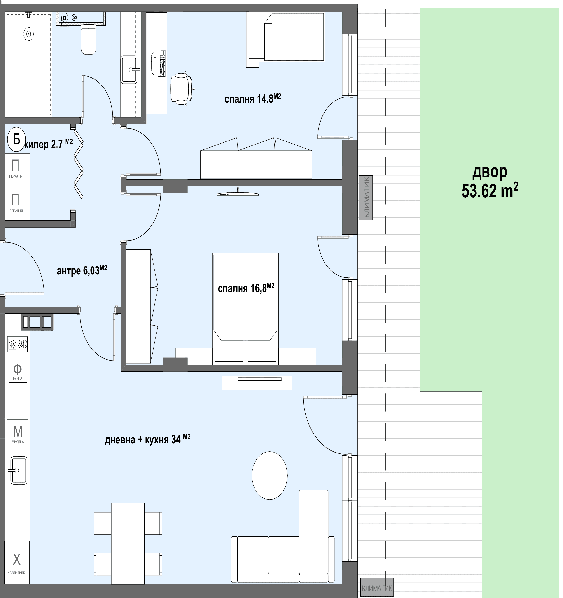Apartment № 4 - плюс двор с площ от 53,62 м2-graphic