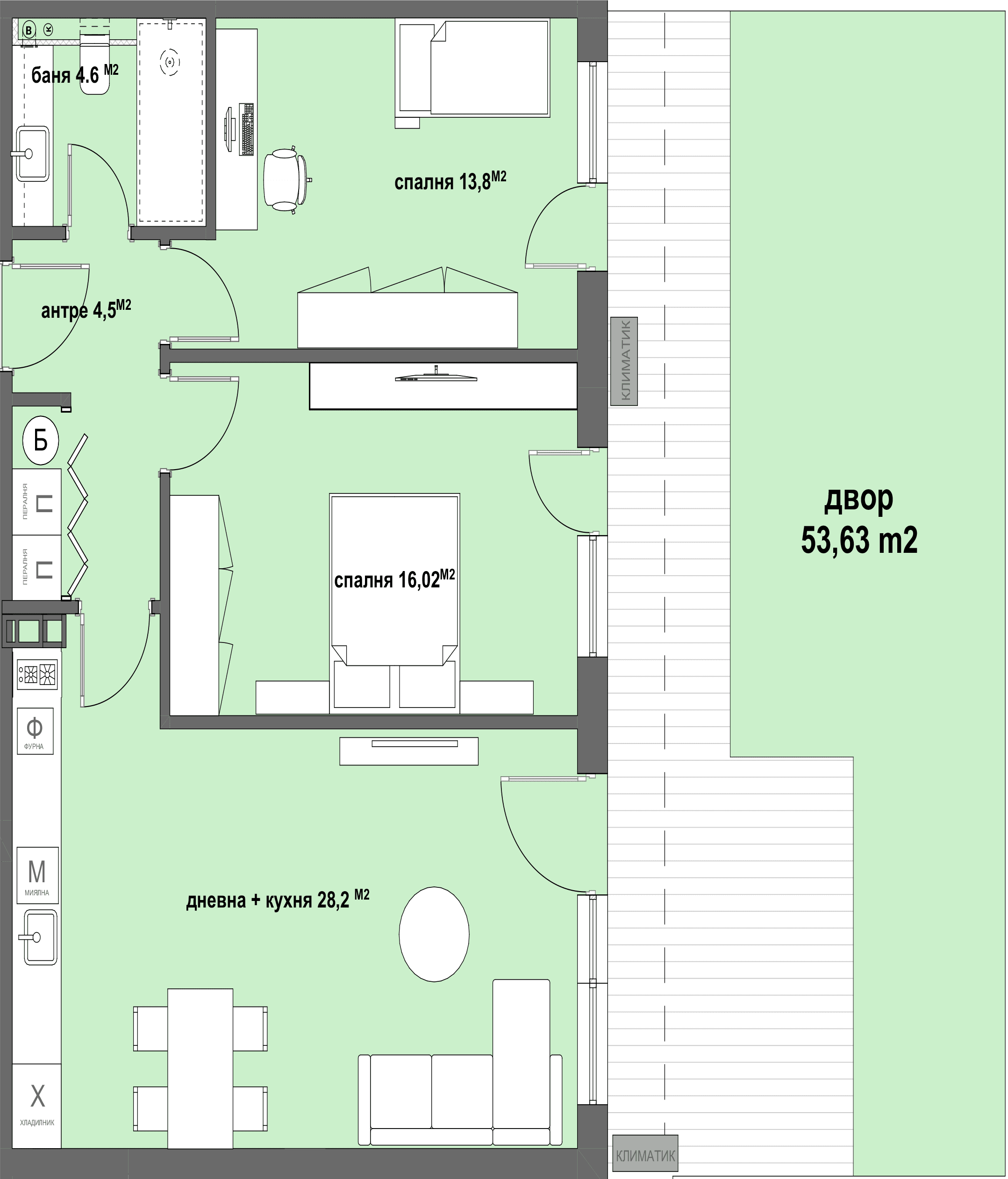 Apartment № 6 - плюс двор с площ от 53,63-graphic