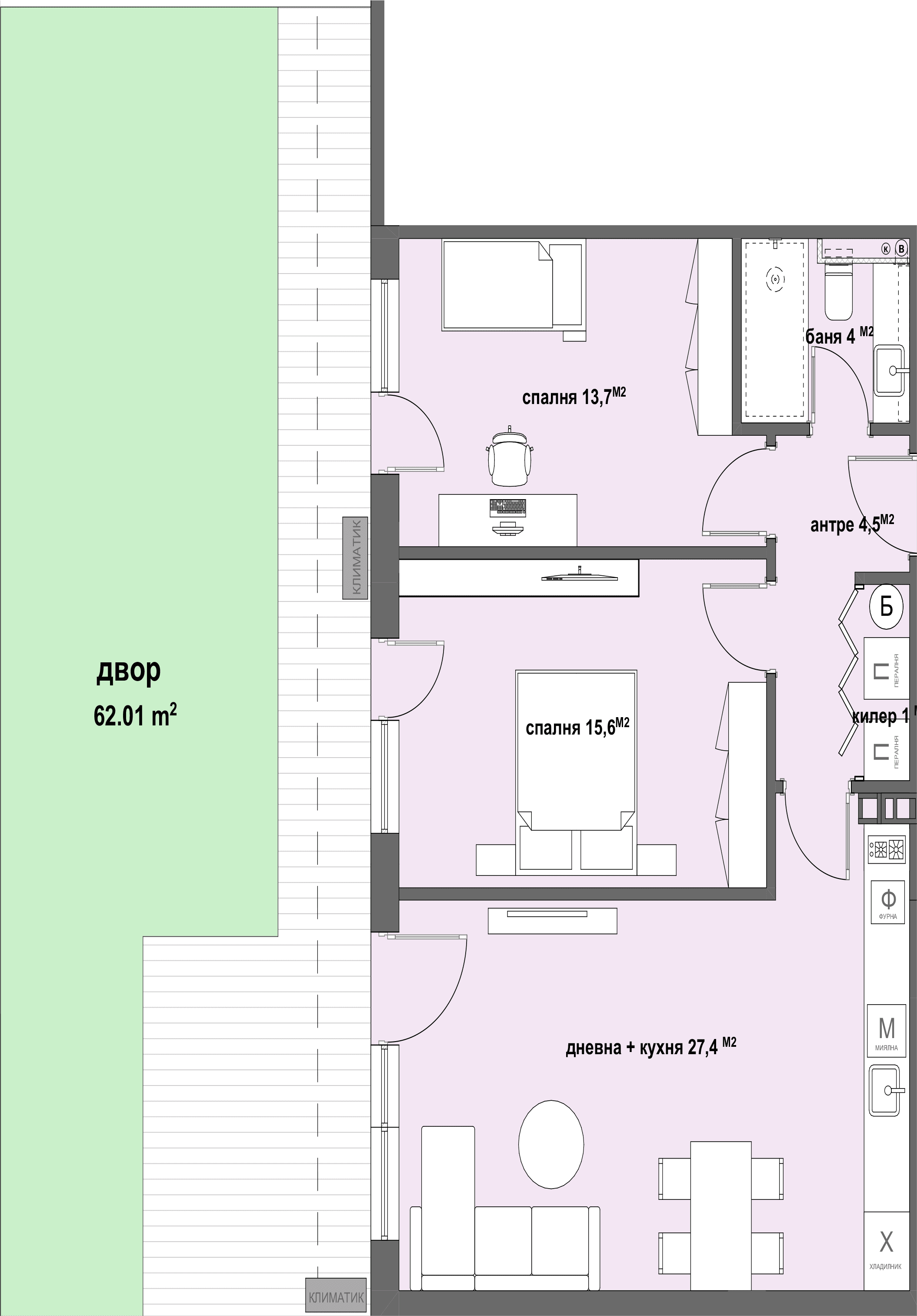Apartment № 7 - плюс двор с площ от 62,01-graphic